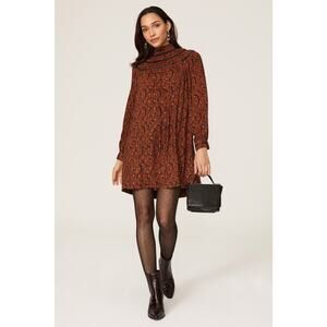 Rebecca Minkoff Jordana Rust Paisley High Ruffle Collared Size Large